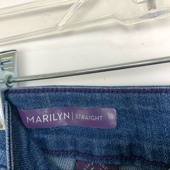 NYDJ Marilyn Straight Frayed Raw Hem Ankle Crop Lift Tuck Blue Jeans 0 - Picture 10 of 11